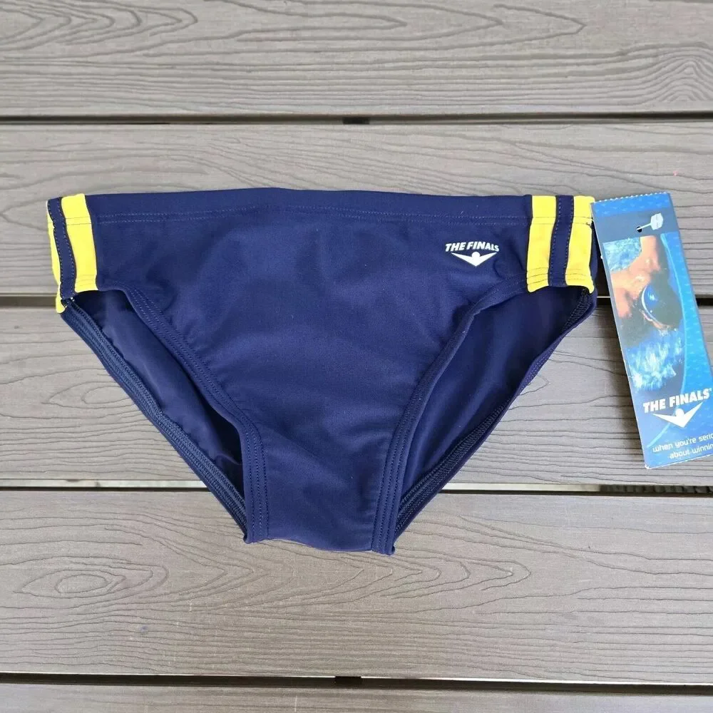 TYR The Finals Reactor Gold/navy Splice Racer Briefs, Men Boy Size 28, NEW